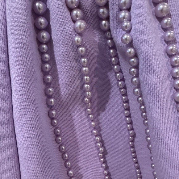 New Queen of Sparkles Pearl Lilac Purple 2 piece Crop Top Shorts Fleece set S XS - Picture 10 of 10